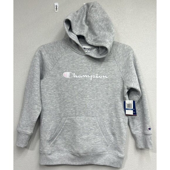 Champion Other - Champion Sweatshirt Girls Youth XL Grey Pink Logo Hoodie Fleece Lined NEW W Tags